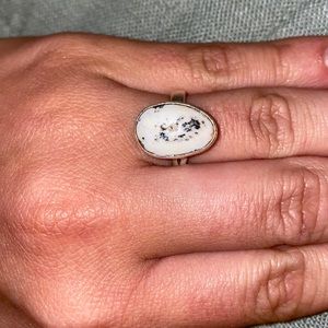 White Buffalo and Sterling Silver Ring